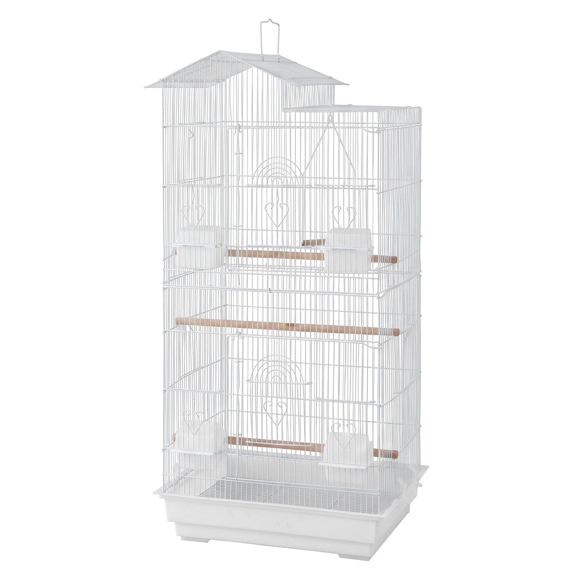 100cm Bird Cage Aviary for Parrot and Budgie with Multiple Doors and Feeders - White