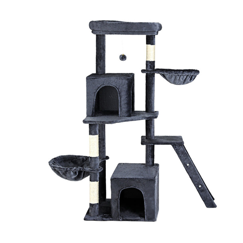 Cat Tree Tower Scratching Post Scratcher 138cm Trees Condo House Grey