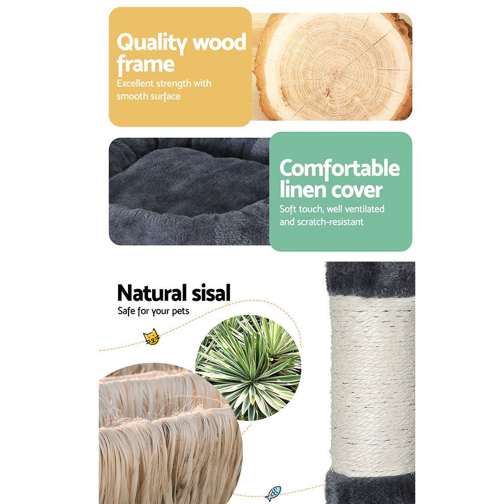 Cat Tree Scratching Post Tower Scratcher Condo Bed 144cm