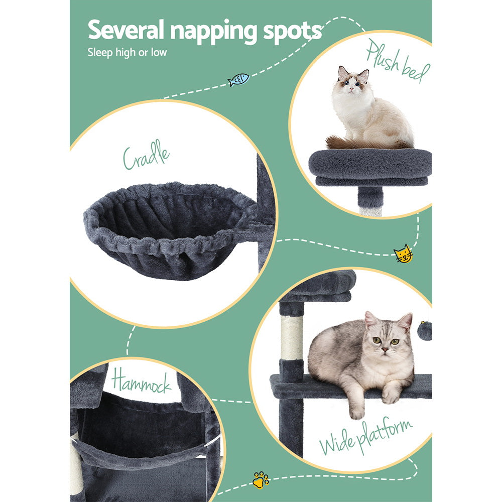 Cat Tree Scratching Post Tower Scratcher Condo Bed 144cm