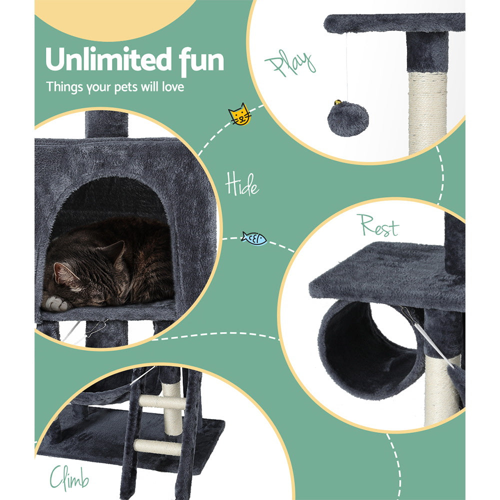 Cat Tree Scratching Post Tower Scratcher Condo Bed 144cm