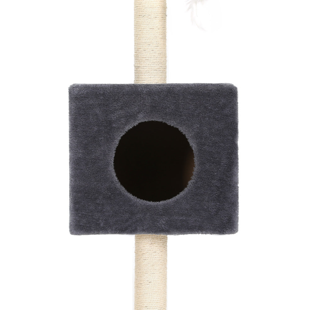 260cm Floor to Ceiling Cat Tree Tower with Scratching Posts and Bed - Dark Grey