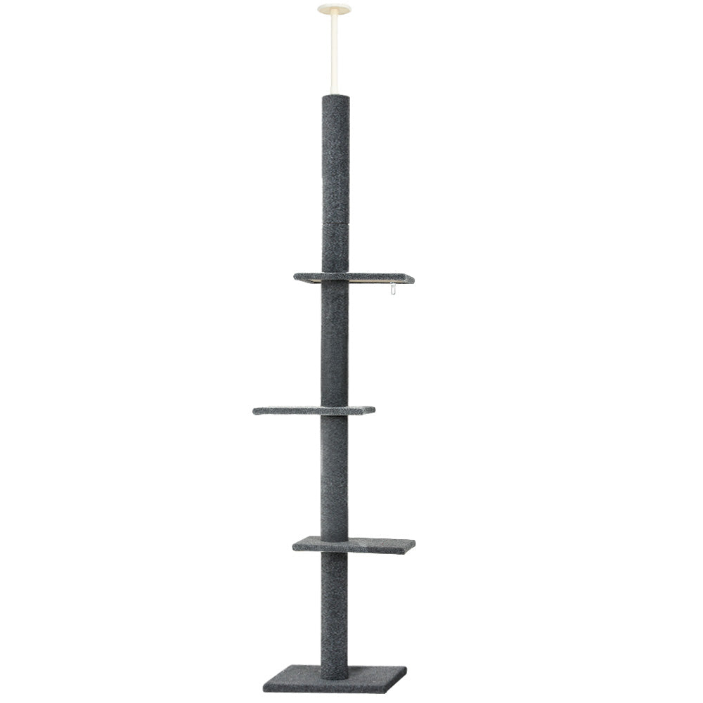 290cm Floor-to-Ceiling Cat Tree Tower with Scratching Posts and Beds - Grey