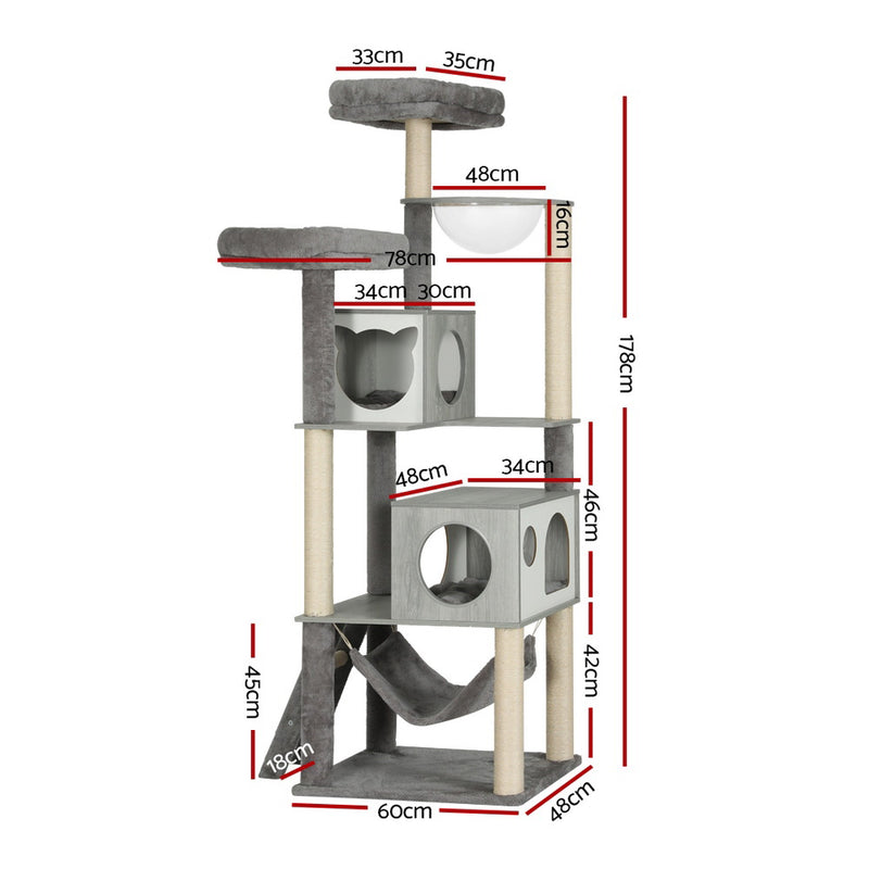 Cat Tree Tower Scratching Post Scratcher Wood Bed Condo House Large 178cm