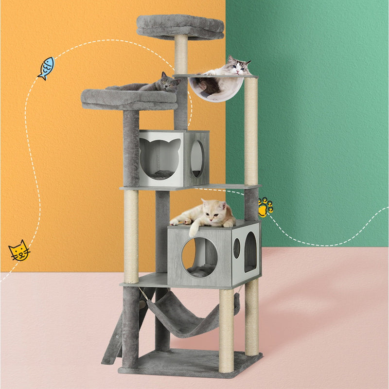 Cat Tree Tower Scratching Post Scratcher Wood Bed Condo House Large 178cm