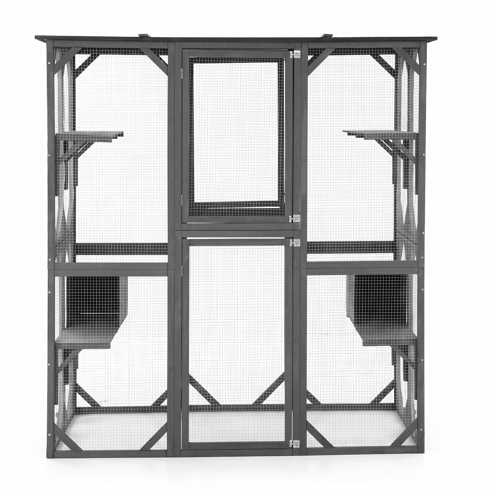 Cat House 181cm Outdoor Catio Enclosure Walk-In Large Rabbit Hutch Grey