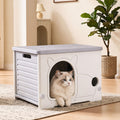 Cat House Enclosed Shelter Stackable Plastic Nest Box 54x41x39cm - Grey