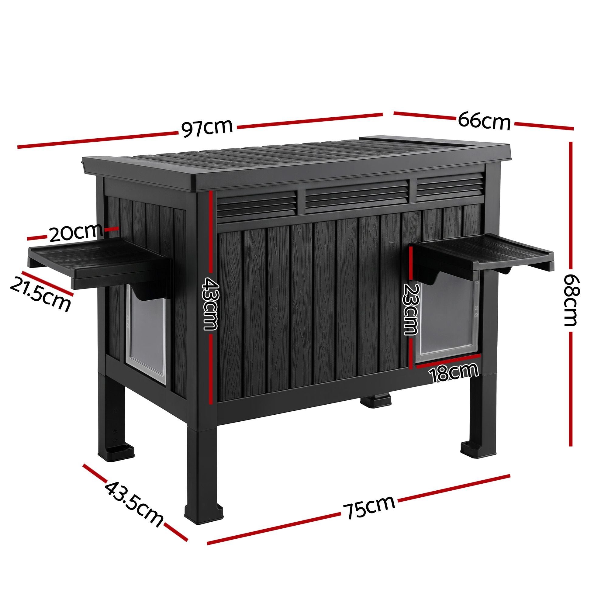 Outdoor Cat House Pet Kennel Enclosure Cat Shelter Condo Rabbit Hutch Black