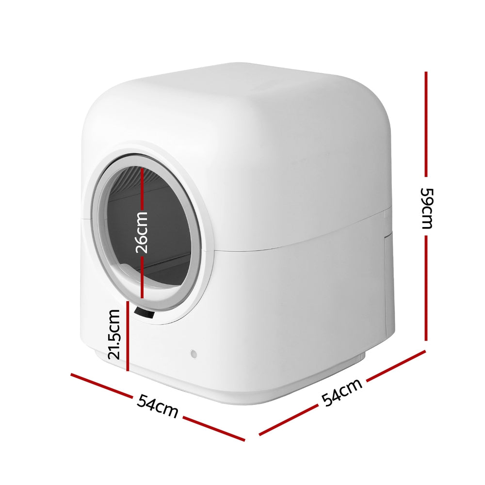 Automatic Large Cat Litter Box Self-Cleaning with Smart App Control - White