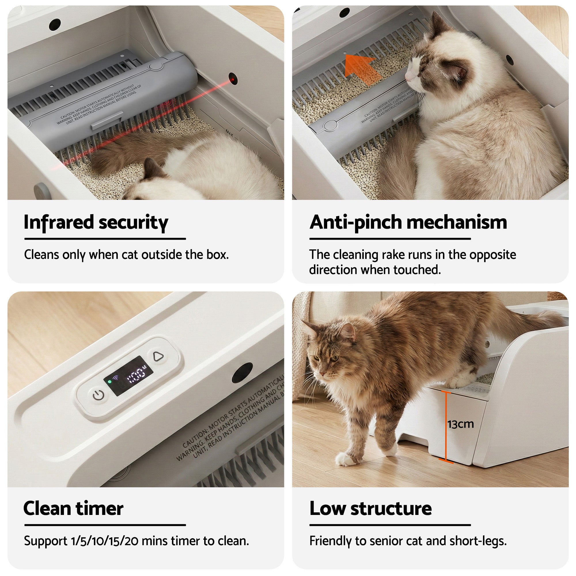 Automatic Self-Cleaning Cat Litter Box with App Control 5L Capacity - White