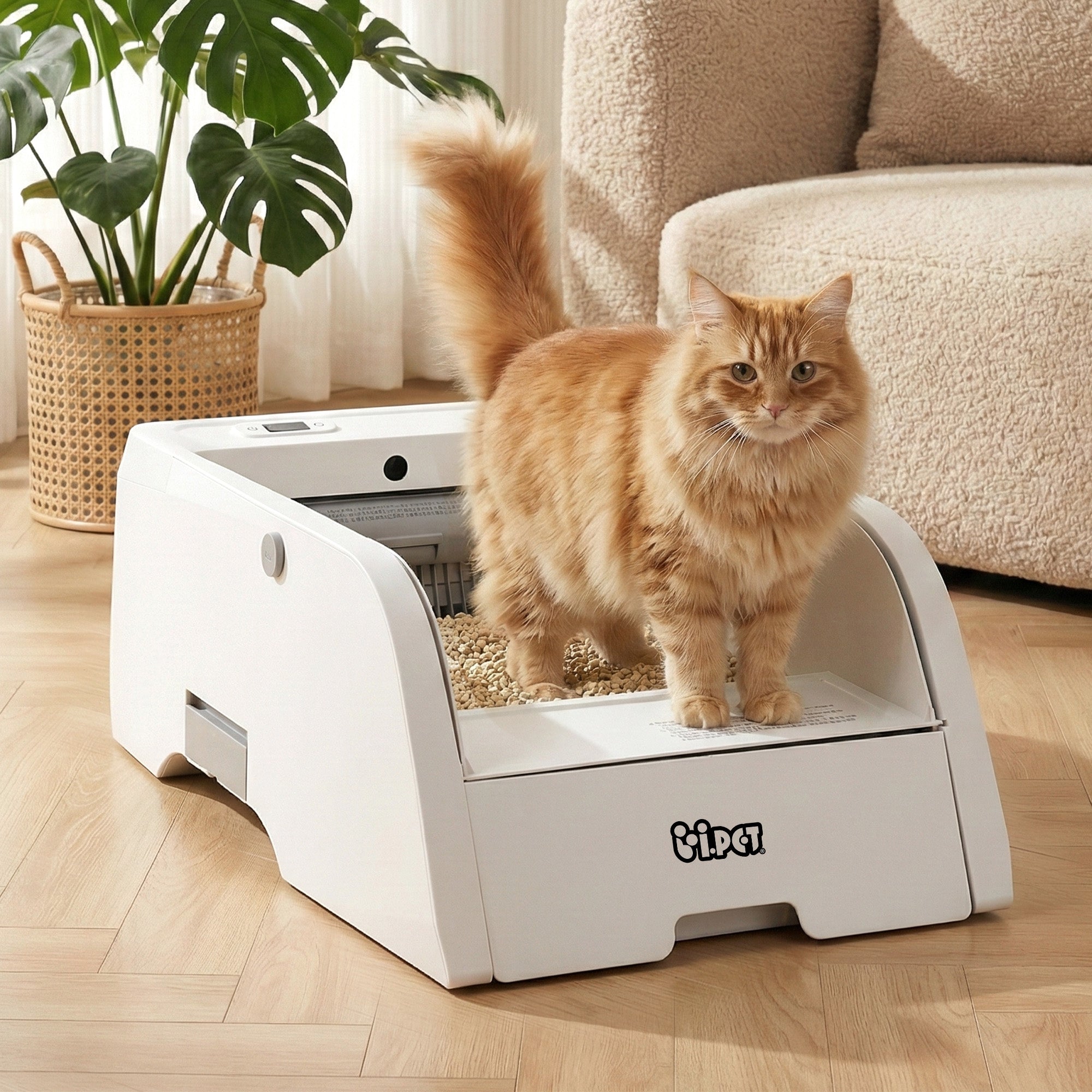 Automatic Self-Cleaning Cat Litter Box with App Control 5L Capacity - White