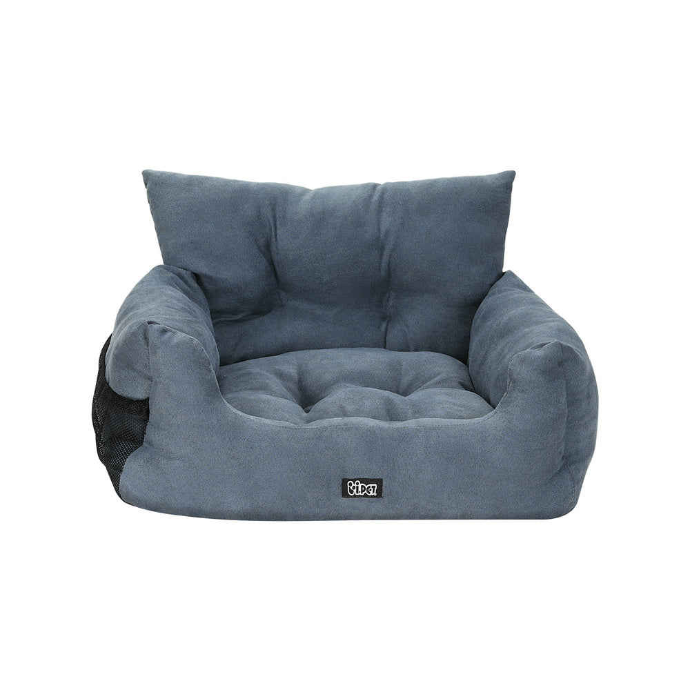 Dog Car Seat Booster with Waterproof Cover, Non-Slip Belt Portable Travel Bed - Grey