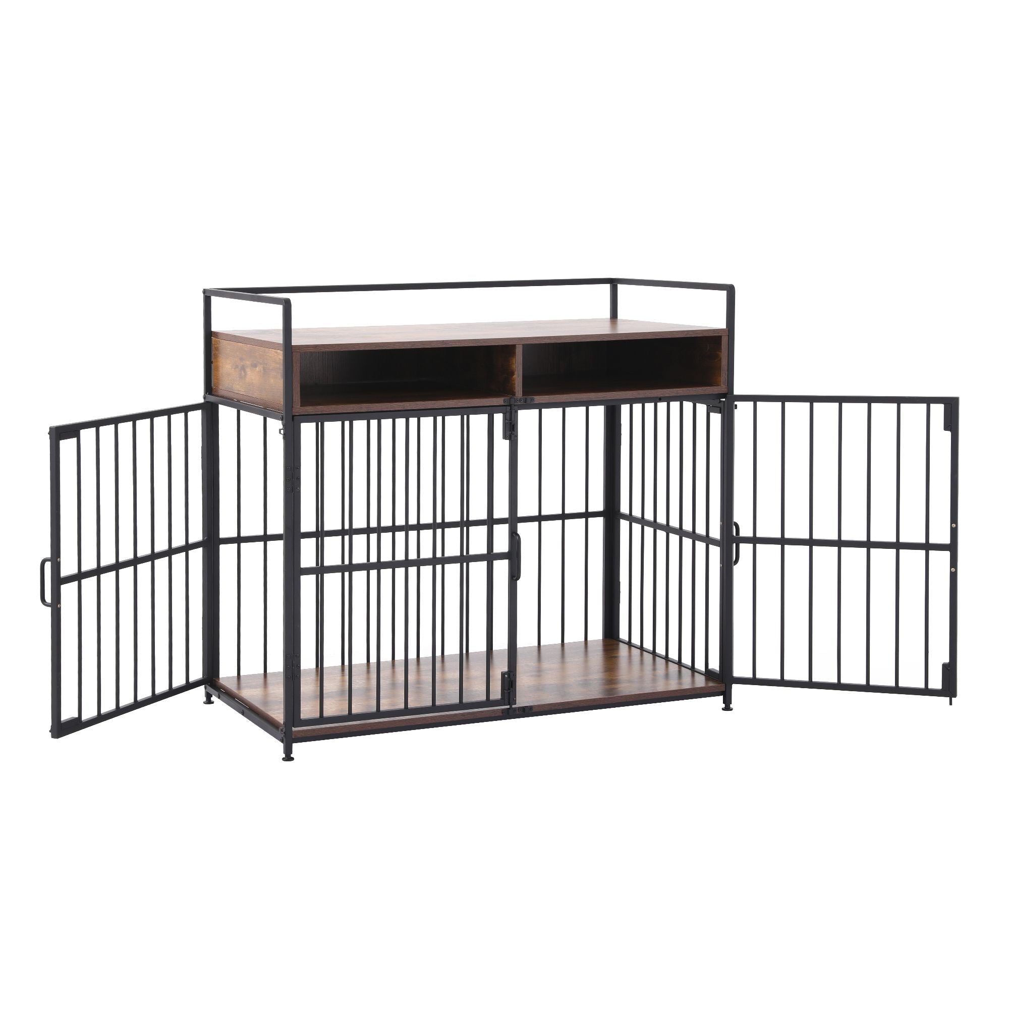 2-in-1 Wooden Dog Crate with Storage and End Table 104cm - Black