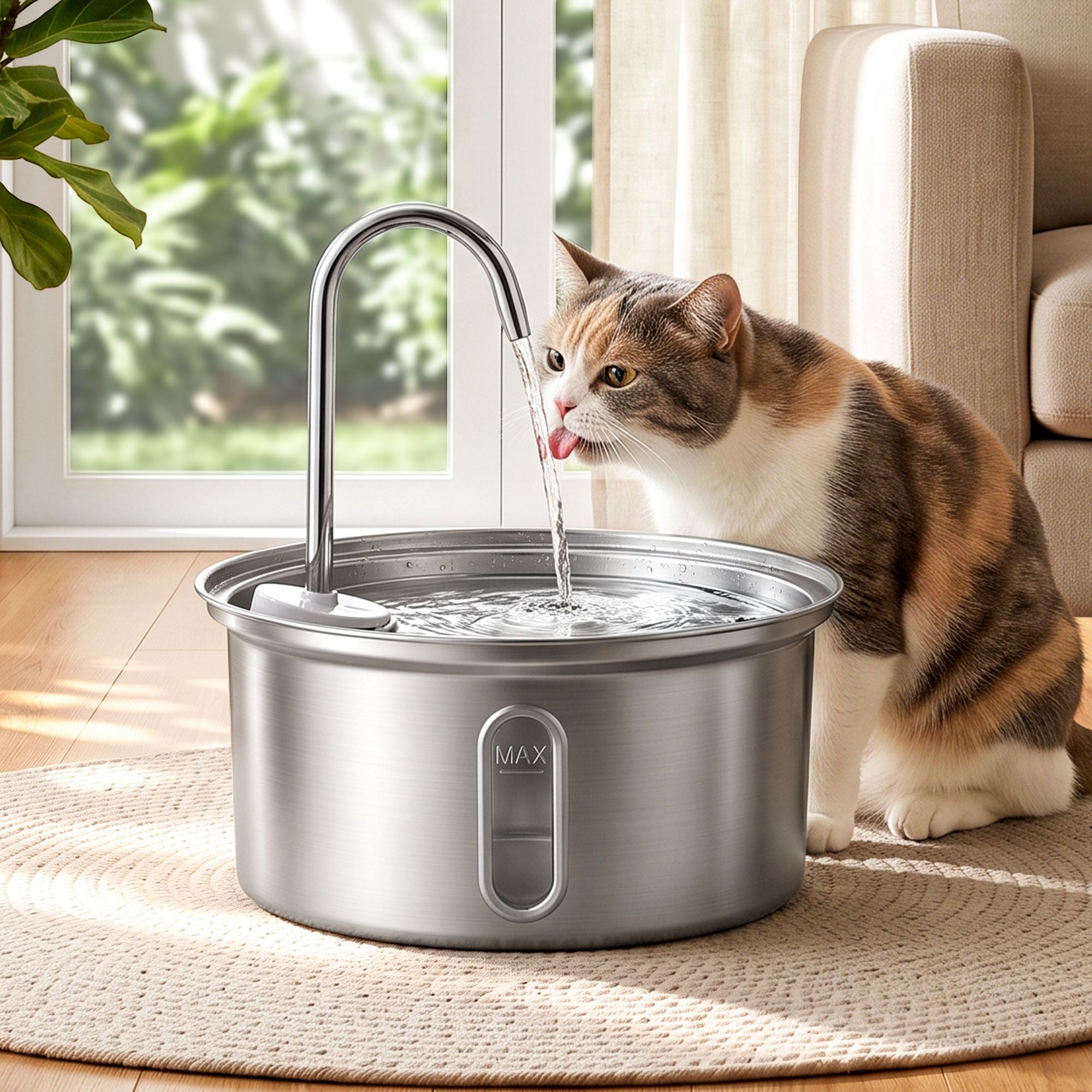 3.2L Cat Water Fountain Pet Feeder Dog Drinking Dispenser 304 Stainless Steel