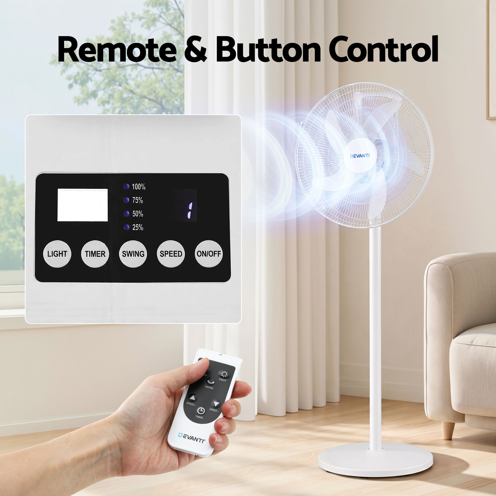 16" 5-in-1 Rechargeable Fan for Pedestal Table Floor Wall Ceiling
