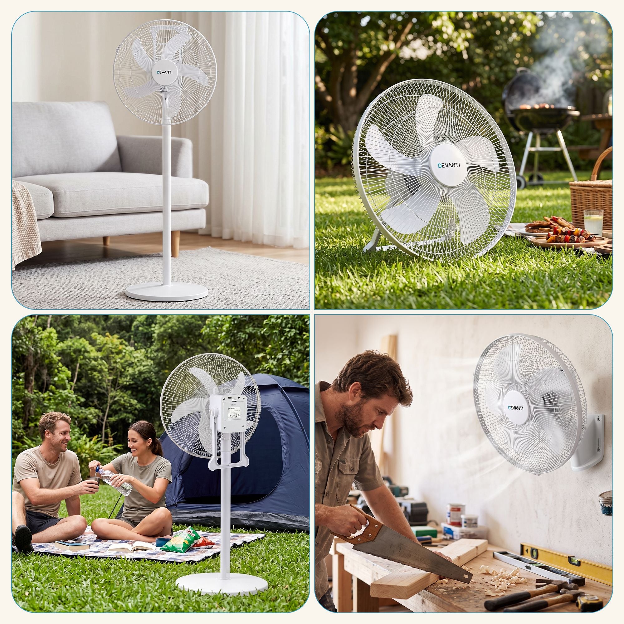 16" 5-in-1 Rechargeable Fan for Pedestal Table Floor Wall Ceiling