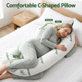 Pregnancy C-Shaped Body Pillow for Side Sleepers with Bamboo Fiber Cover 80x140cm - White