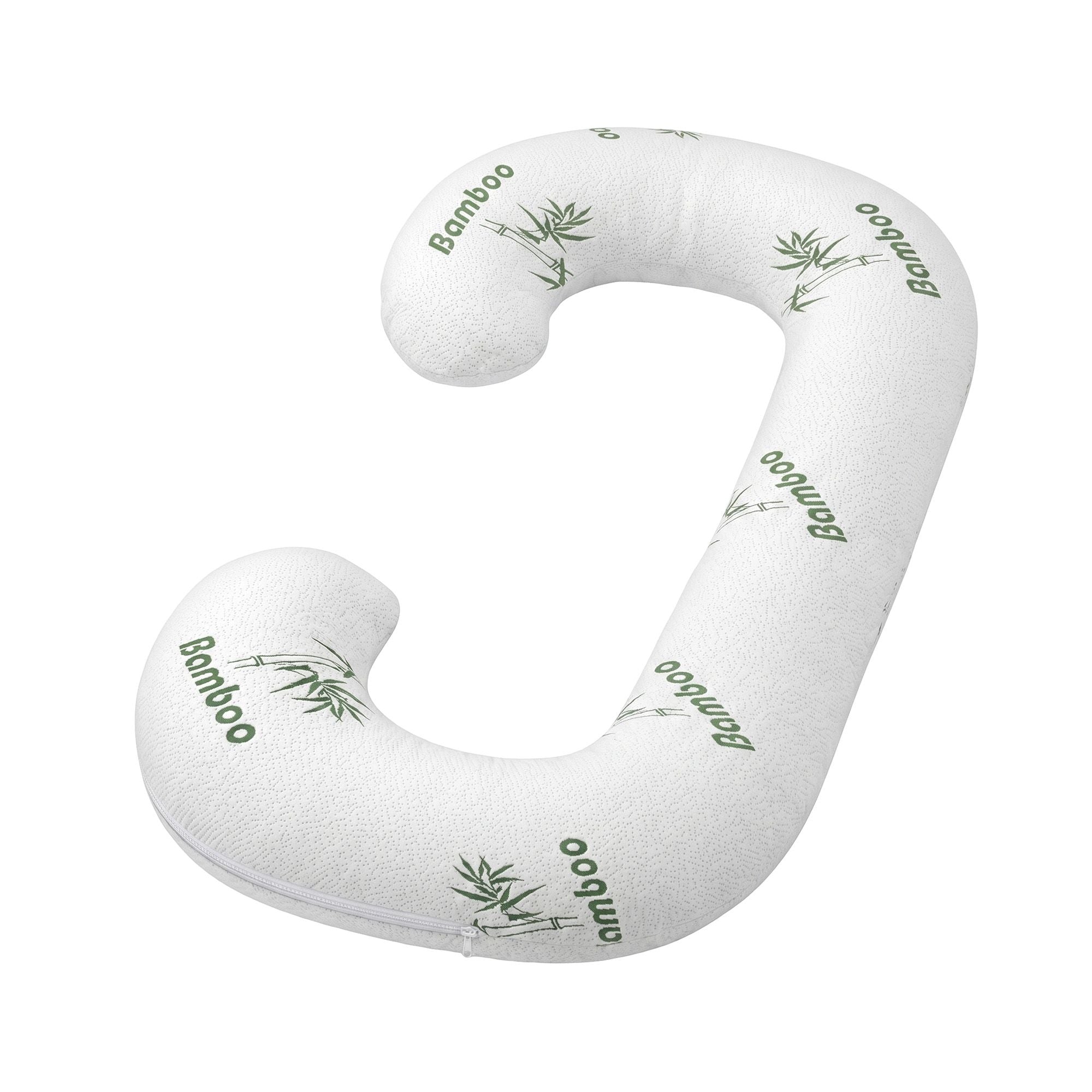 Pregnancy C-Shaped Body Pillow for Side Sleepers with Bamboo Fiber Cover 80x140cm - White