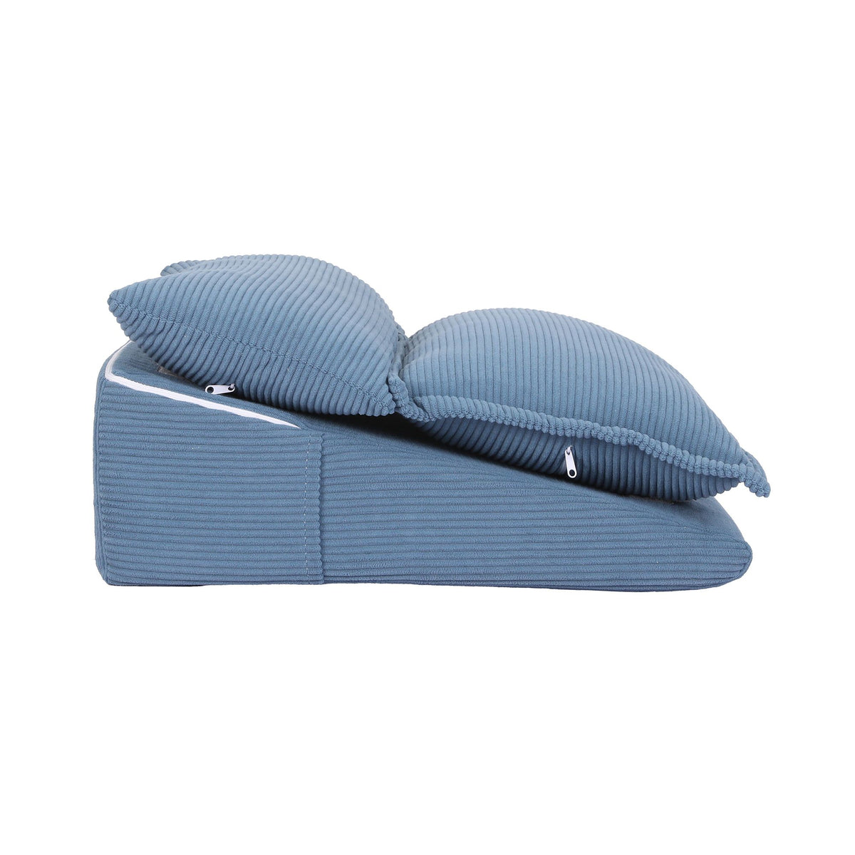 Reading Pillow with No-Sag 25D Foam Base, Modular Backrest & Dual Pockets, 52x51x26cm Corduroy Cover
