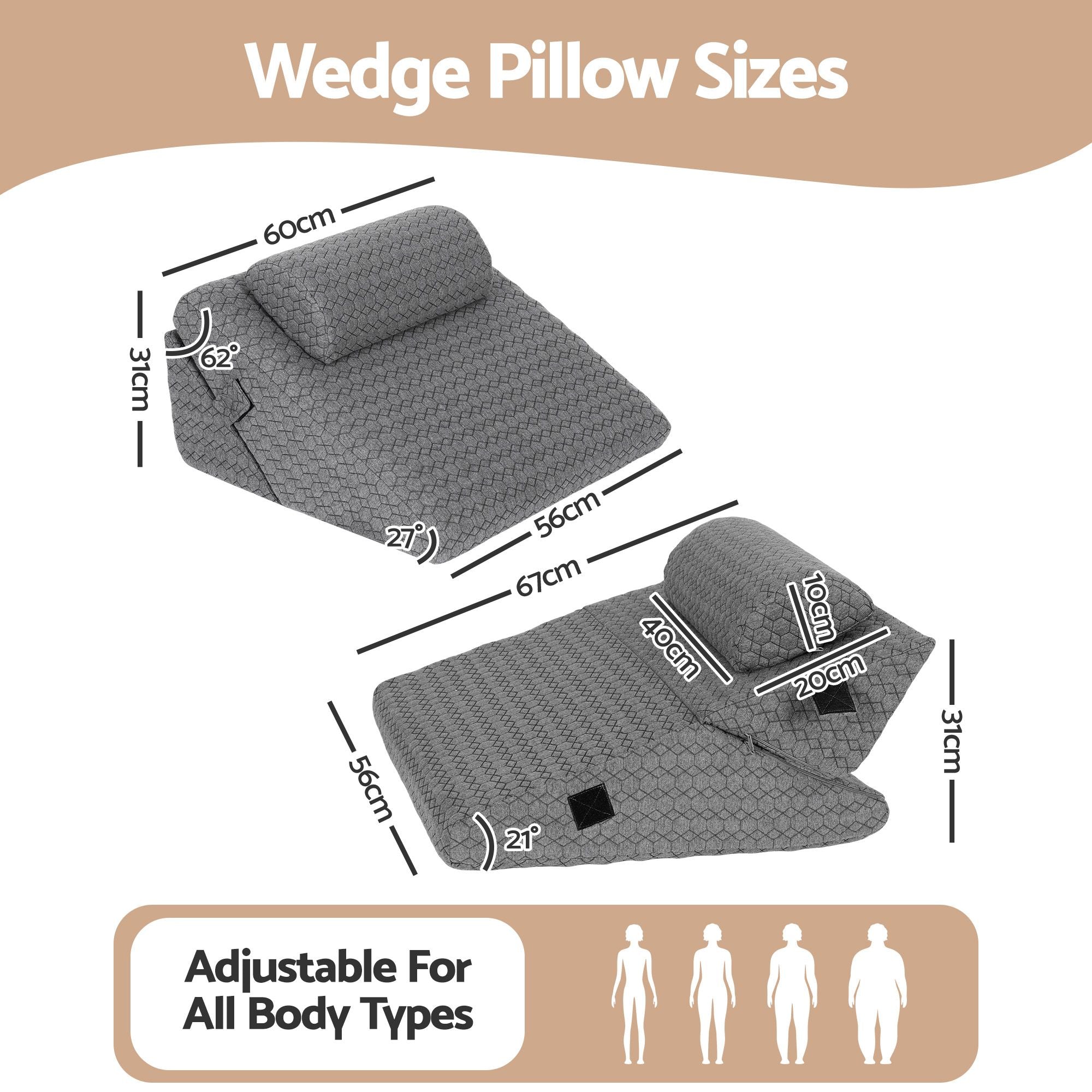 Bed Wedge Pillow for Headboard, Egg Gel Solves Night Sweats, Triangle Pillow for Reading & Sleeping, Adjustable Back & Neck Support, 30D Foam