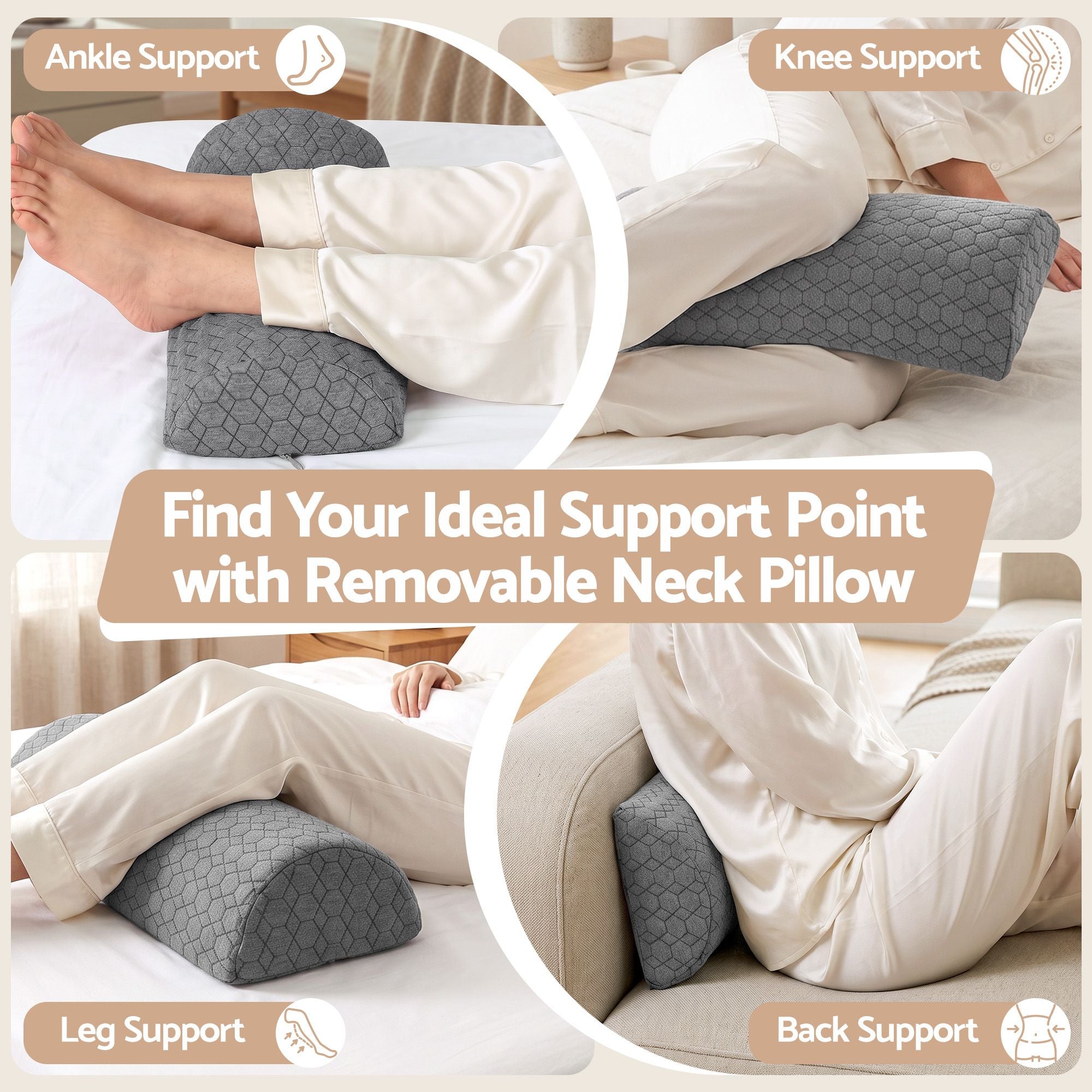 Bed Wedge Pillow for Headboard, Egg Gel Solves Night Sweats, Triangle Pillow for Reading & Sleeping, Adjustable Back & Neck Support, 30D Foam