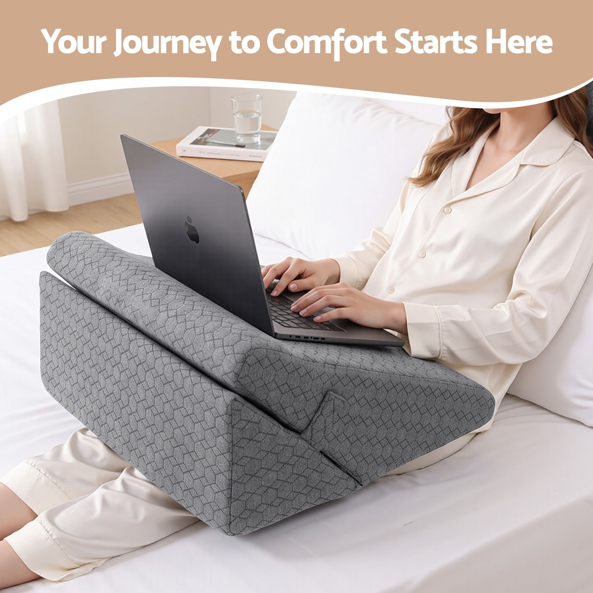 Bed Wedge Pillow for Headboard, Egg Gel Solves Night Sweats, Triangle Pillow for Reading & Sleeping, Adjustable Back & Neck Support, 30D Foam