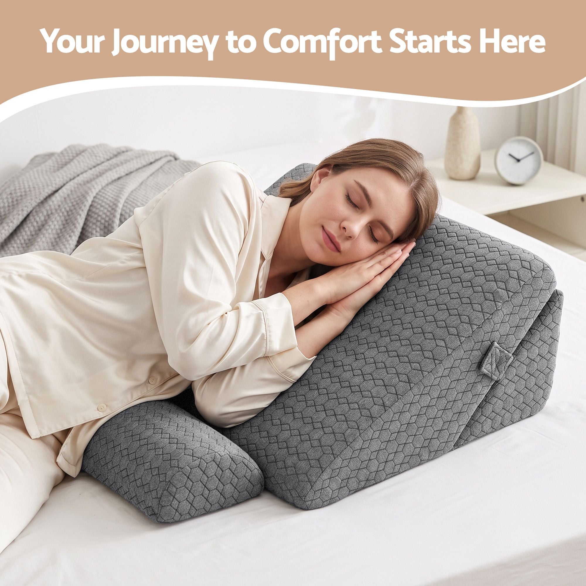 Bed Wedge Pillow for Headboard, Egg Gel Solves Night Sweats, Triangle Pillow for Reading & Sleeping, Adjustable Back & Neck Support, 30D Foam