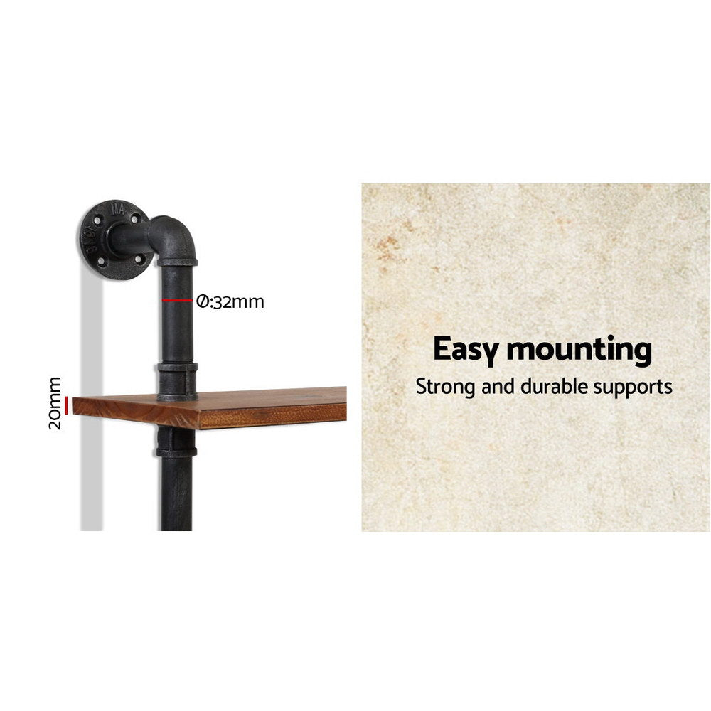 Rustic Industrial 6 Level Pipe Shelf