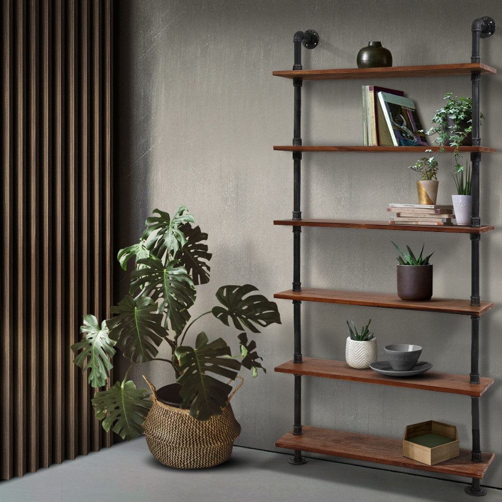 Rustic Industrial 6 Level Pipe Shelf