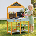 Kids Mud Kitchen Play Set with Blackboard 110cm - Multicoloured