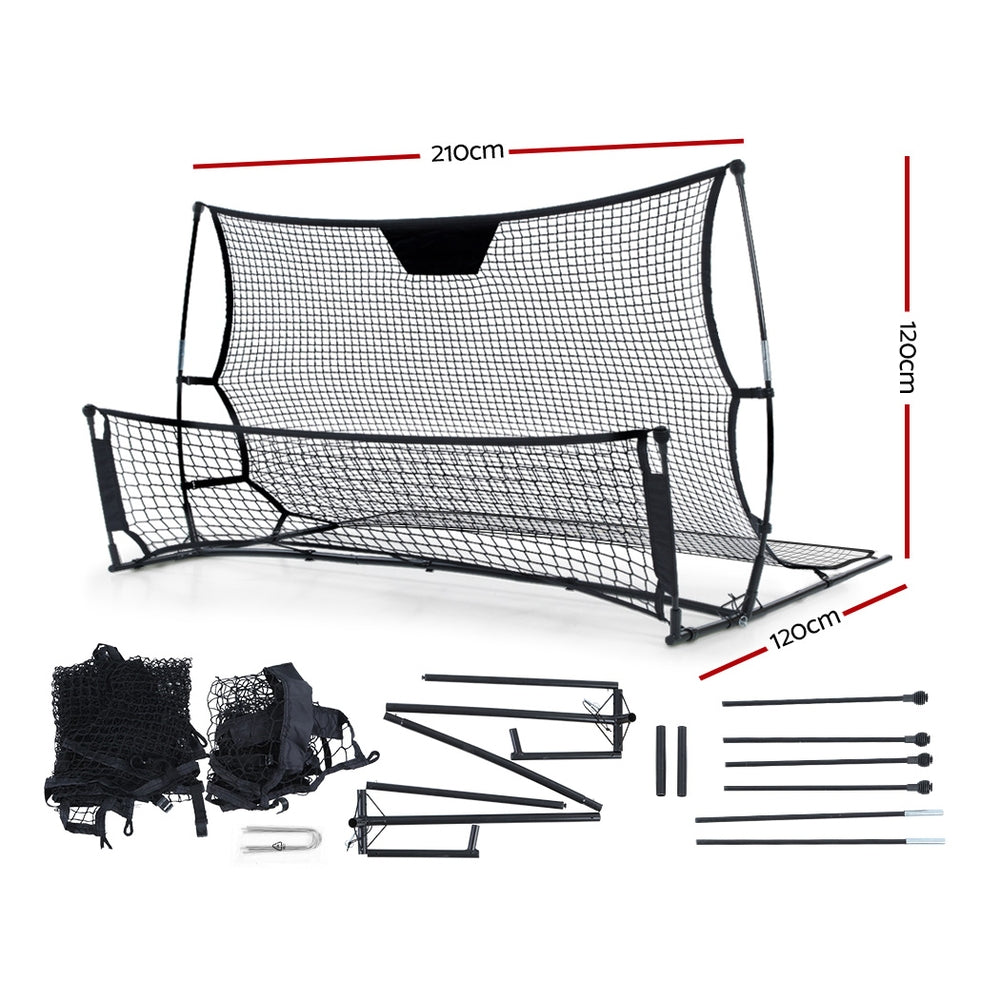 2.1m Portable Football Soccer Goal Net Rebounder for Sports Training - Black