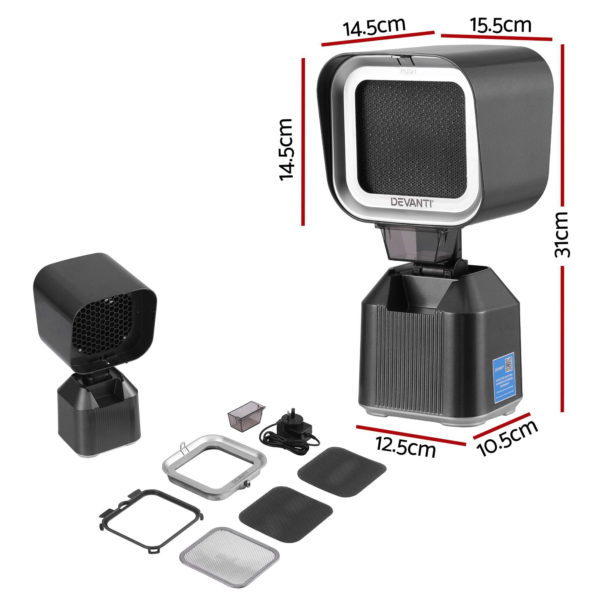Portable Range Hood Desktop Exhaust Fan Adjustable Dual Filters Black