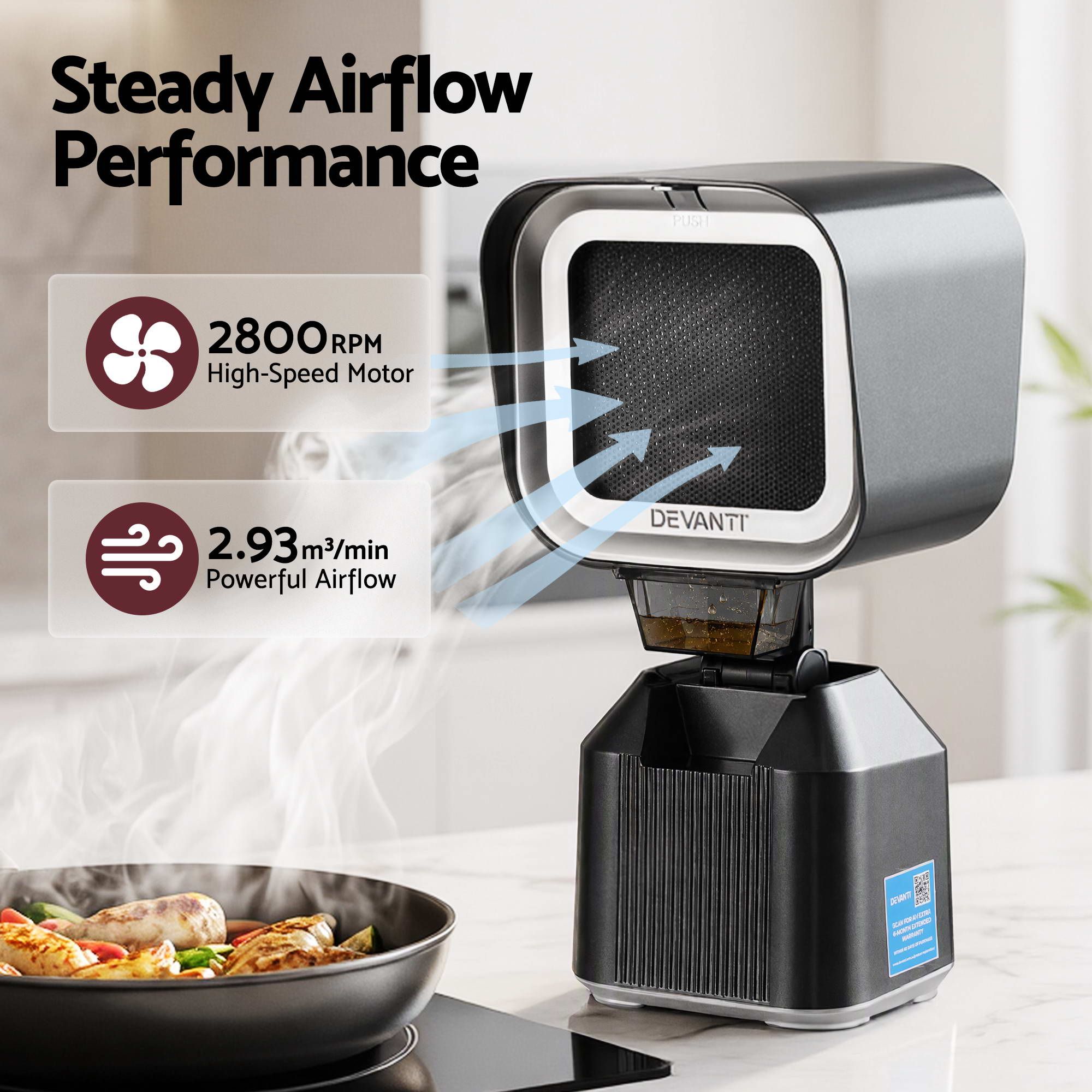 Portable Range Hood Desktop Exhaust Fan Adjustable Dual Filters Black
