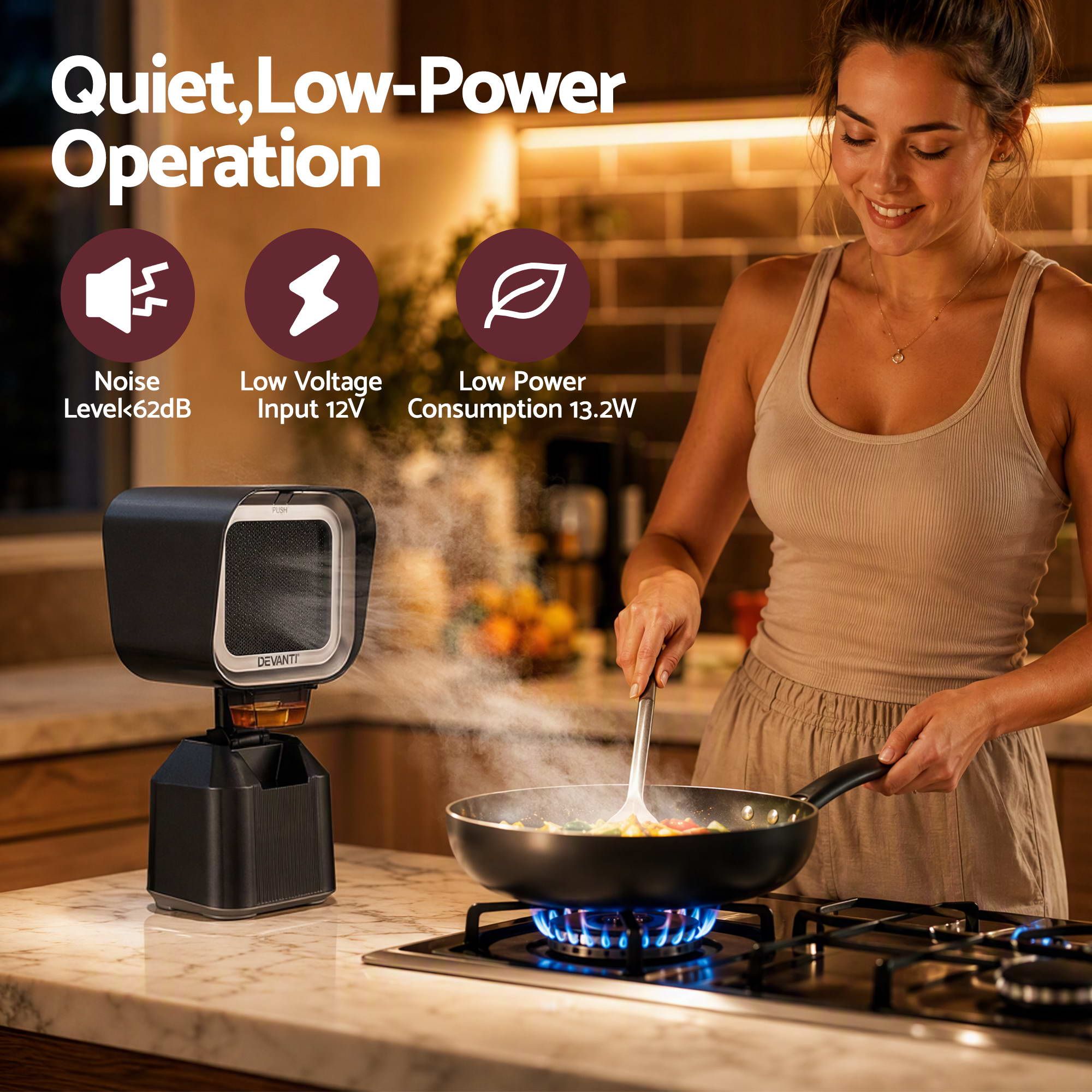 Portable Range Hood Desktop Exhaust Fan Adjustable Dual Filters Black