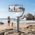 3-Axis Handheld Smartphone Gimbal Stabiliser with Tripod, AI Tracking & Fill Light - Grey