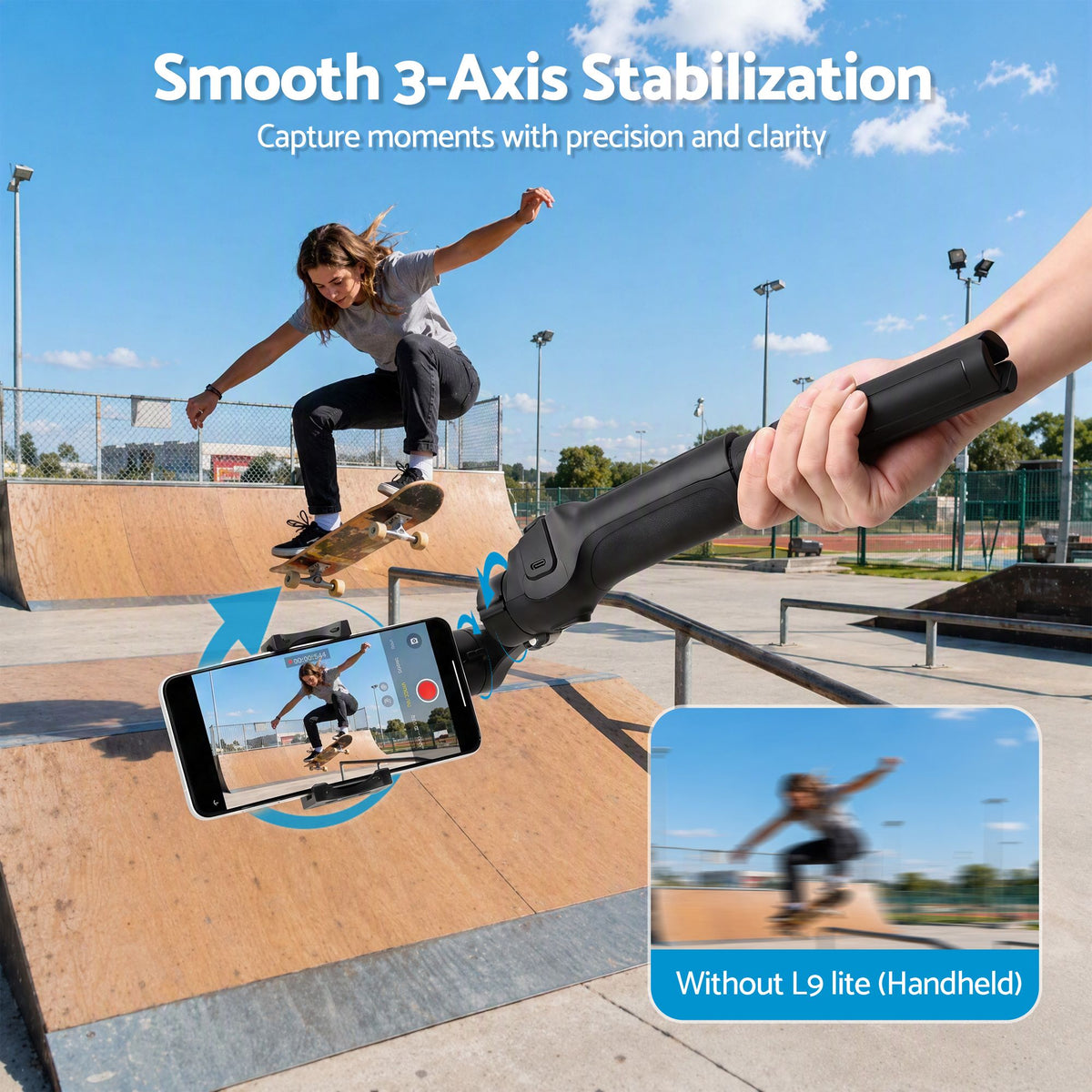 3-Axis Smartphone Gimbal Stabilizer with Tripod and Foldable Selfie Stick
