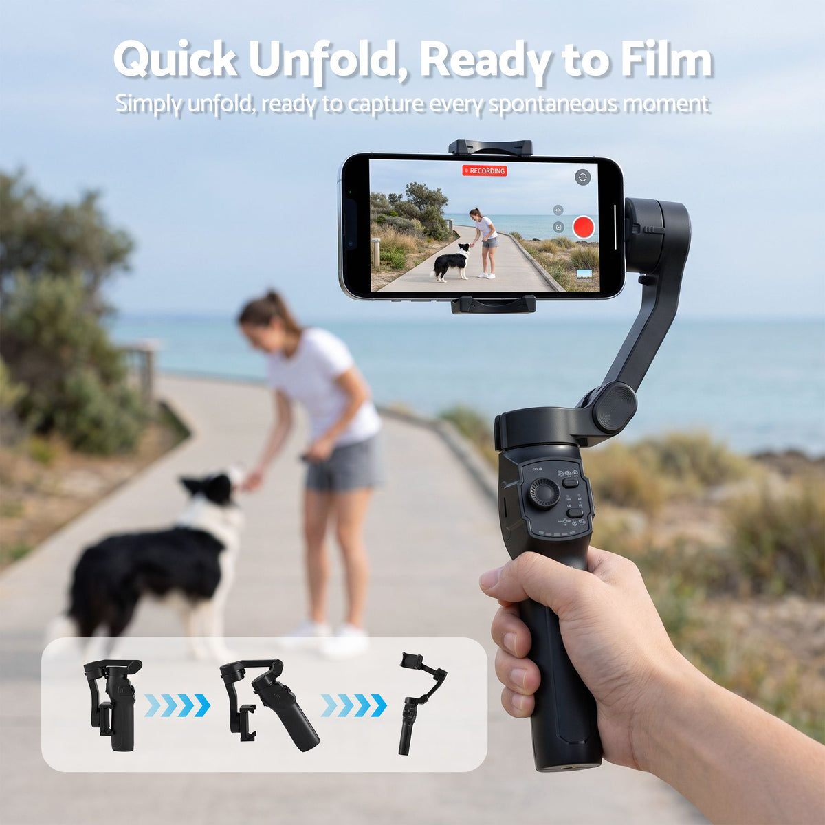 3-Axis Smartphone Gimbal Stabilizer with Tripod and Foldable Selfie Stick