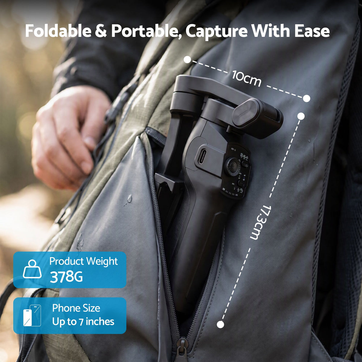 3-Axis Smartphone Gimbal Stabilizer with Tripod and Foldable Selfie Stick