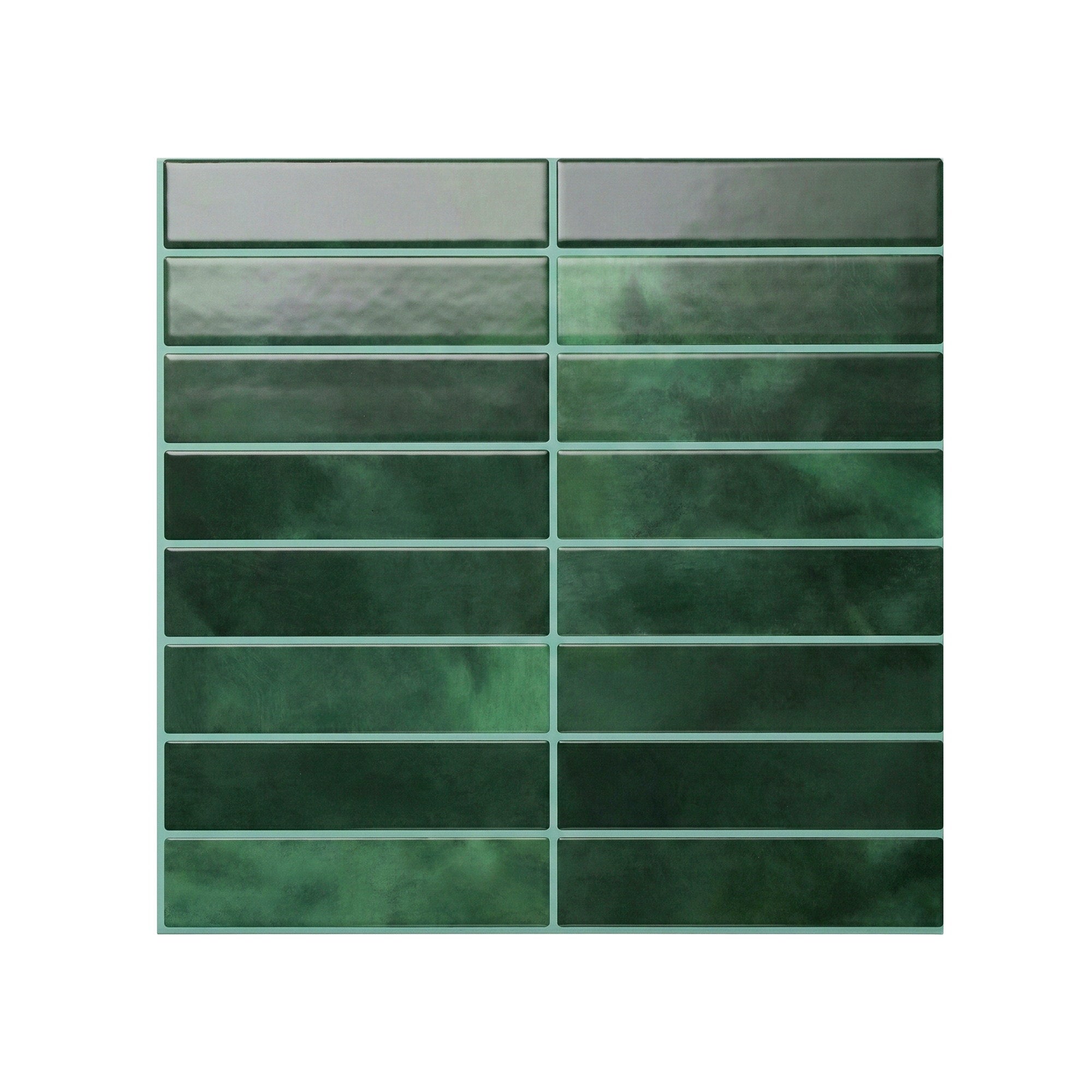 3D Peel and Stick LinearGrid Wall Tiles 10 Sheets - Green