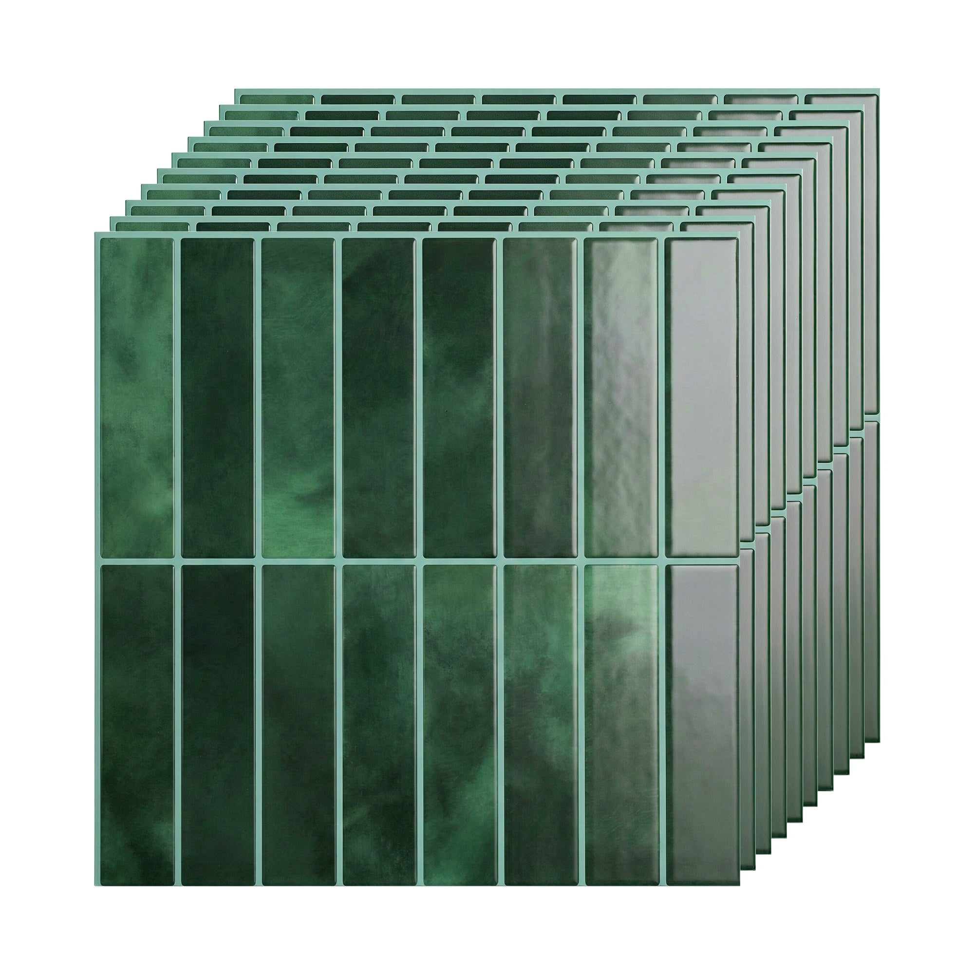 3D Peel and Stick LinearGrid Wall Tiles 10 Sheets - Green