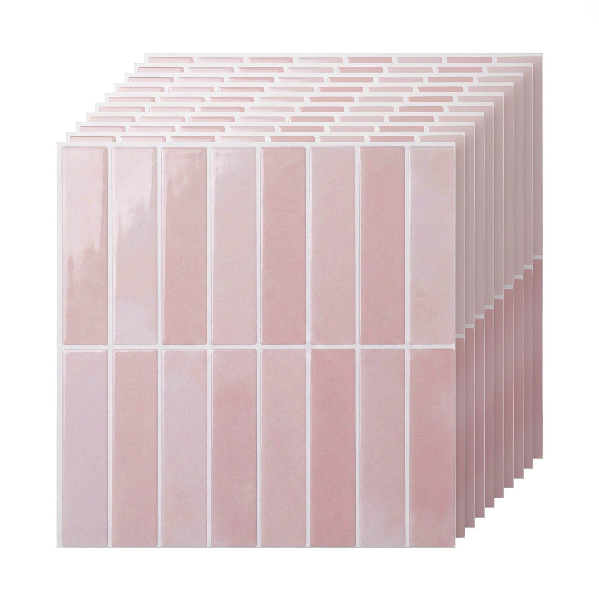 3D Peel and Stick LinearGrid Wall Tiles 10 Sheets - Pink