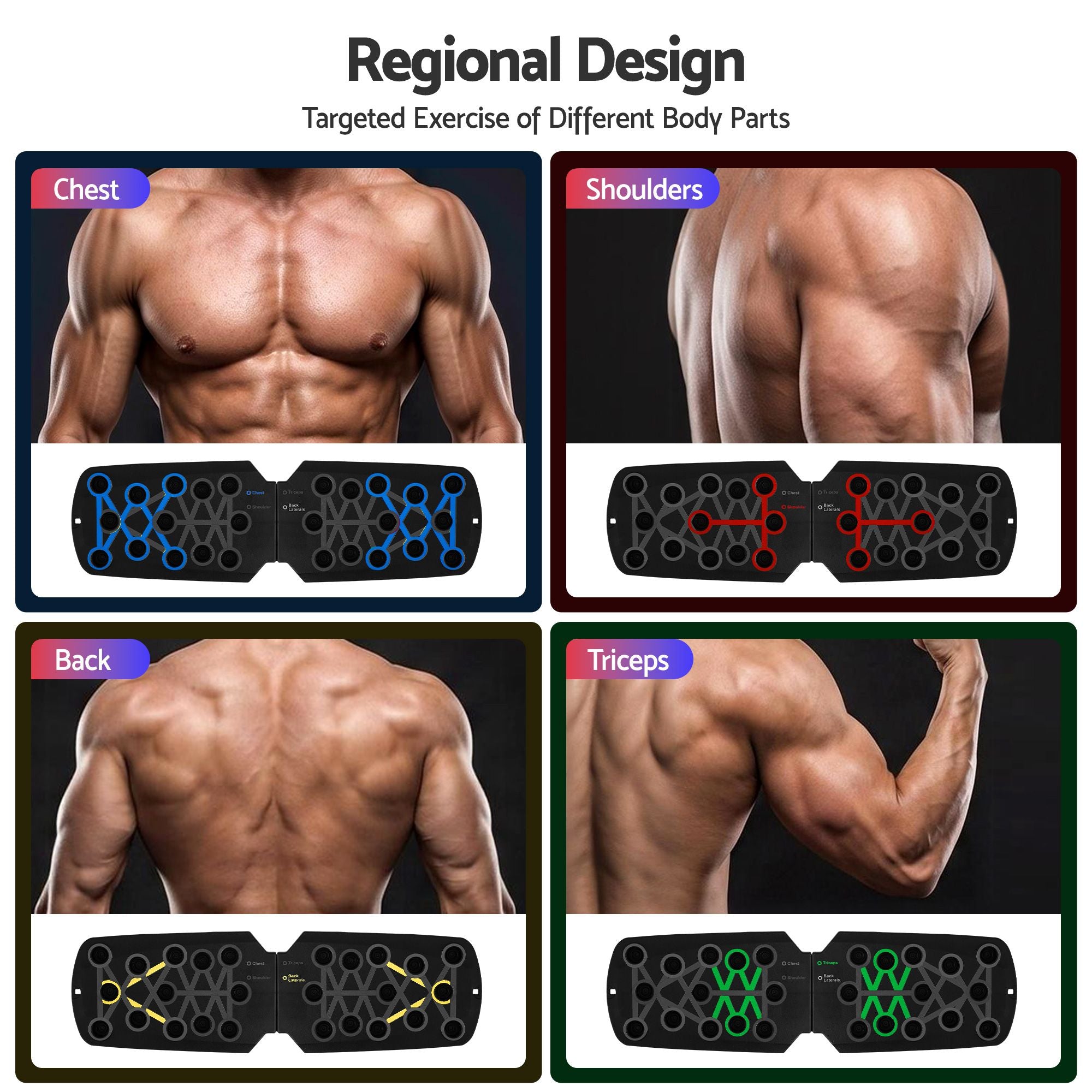 Multi-Function Push Up Workout Board with Rack - Black