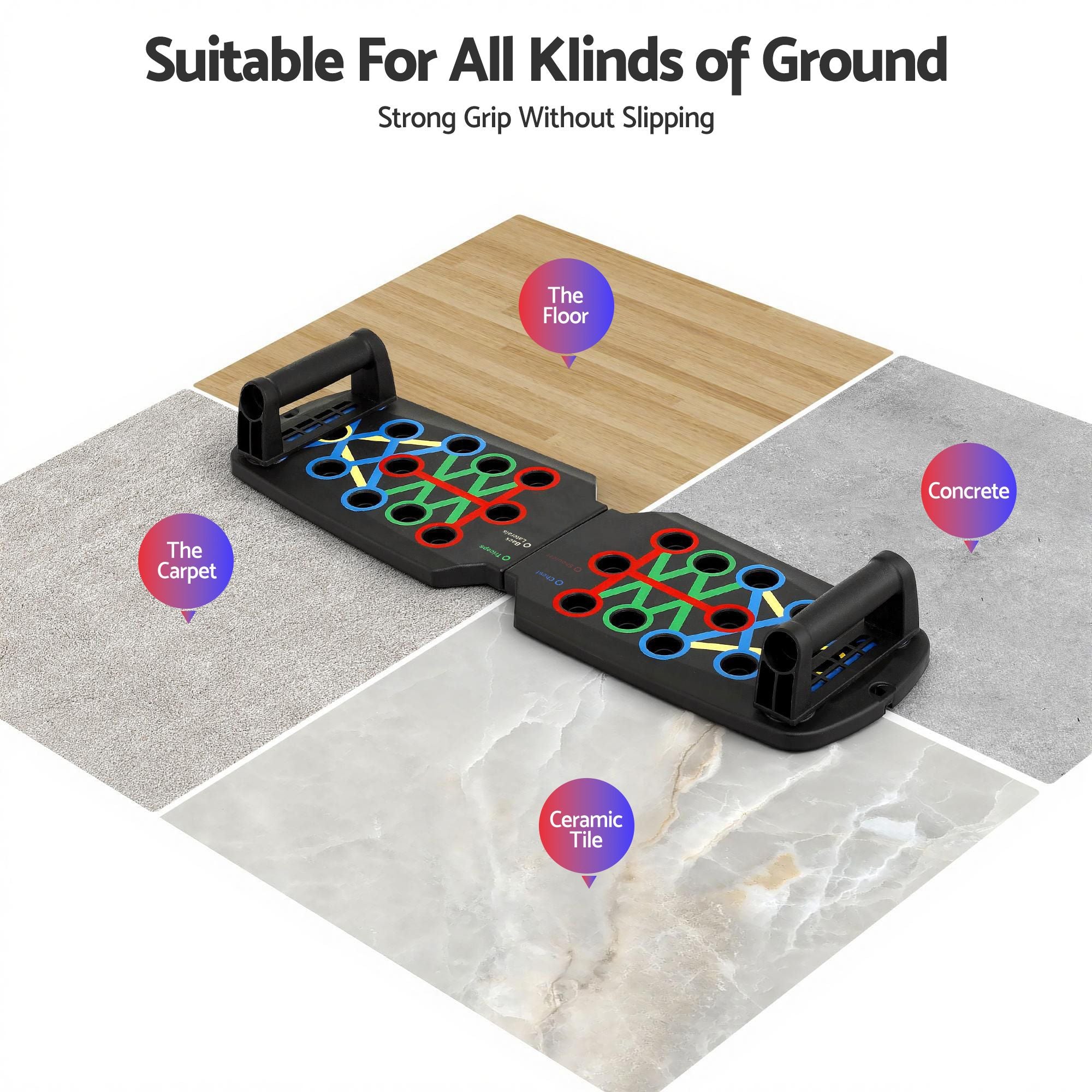 Multi-Function Push Up Workout Board with Rack - Black