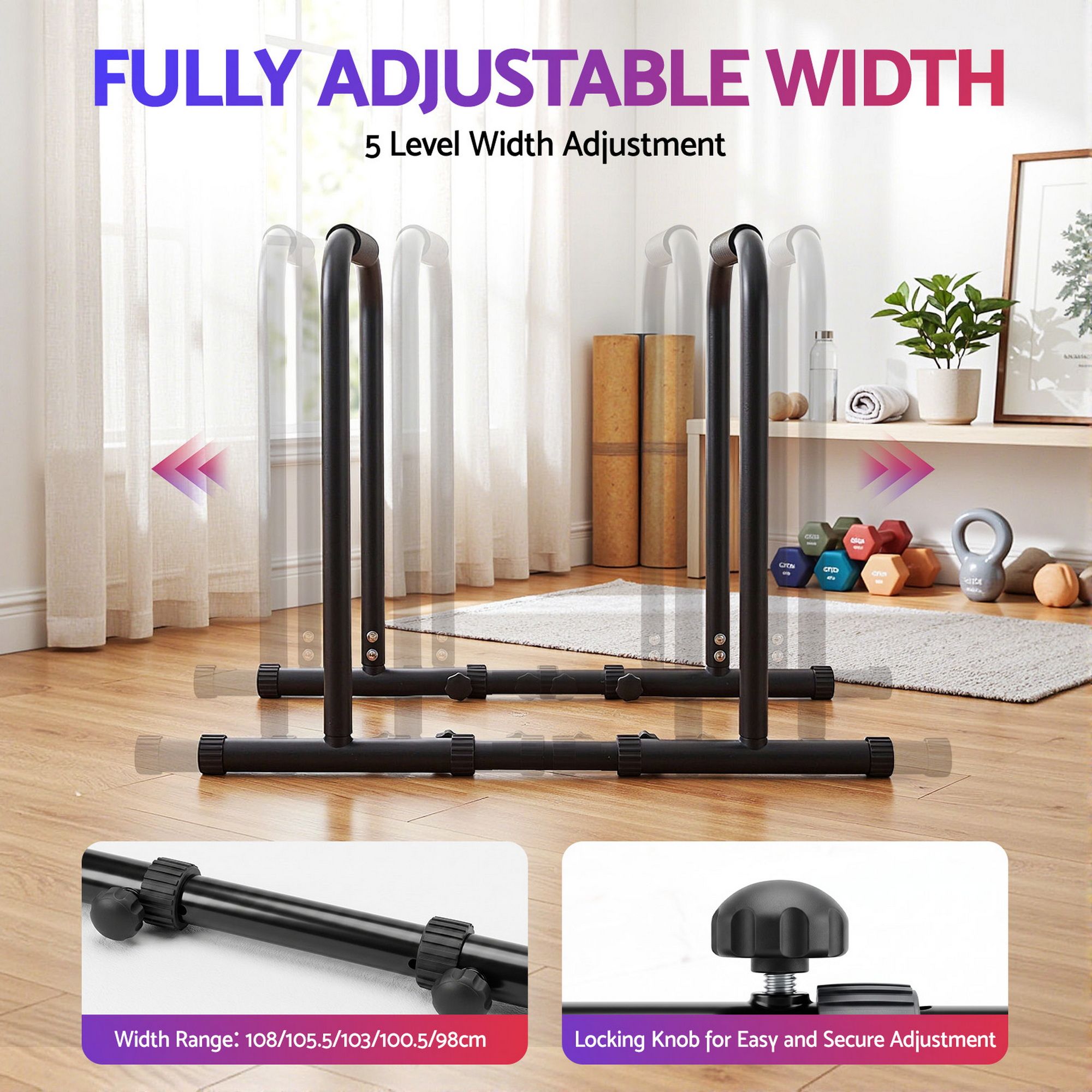 Dip Station Parallette Bars Home Gym Workout Stand Black