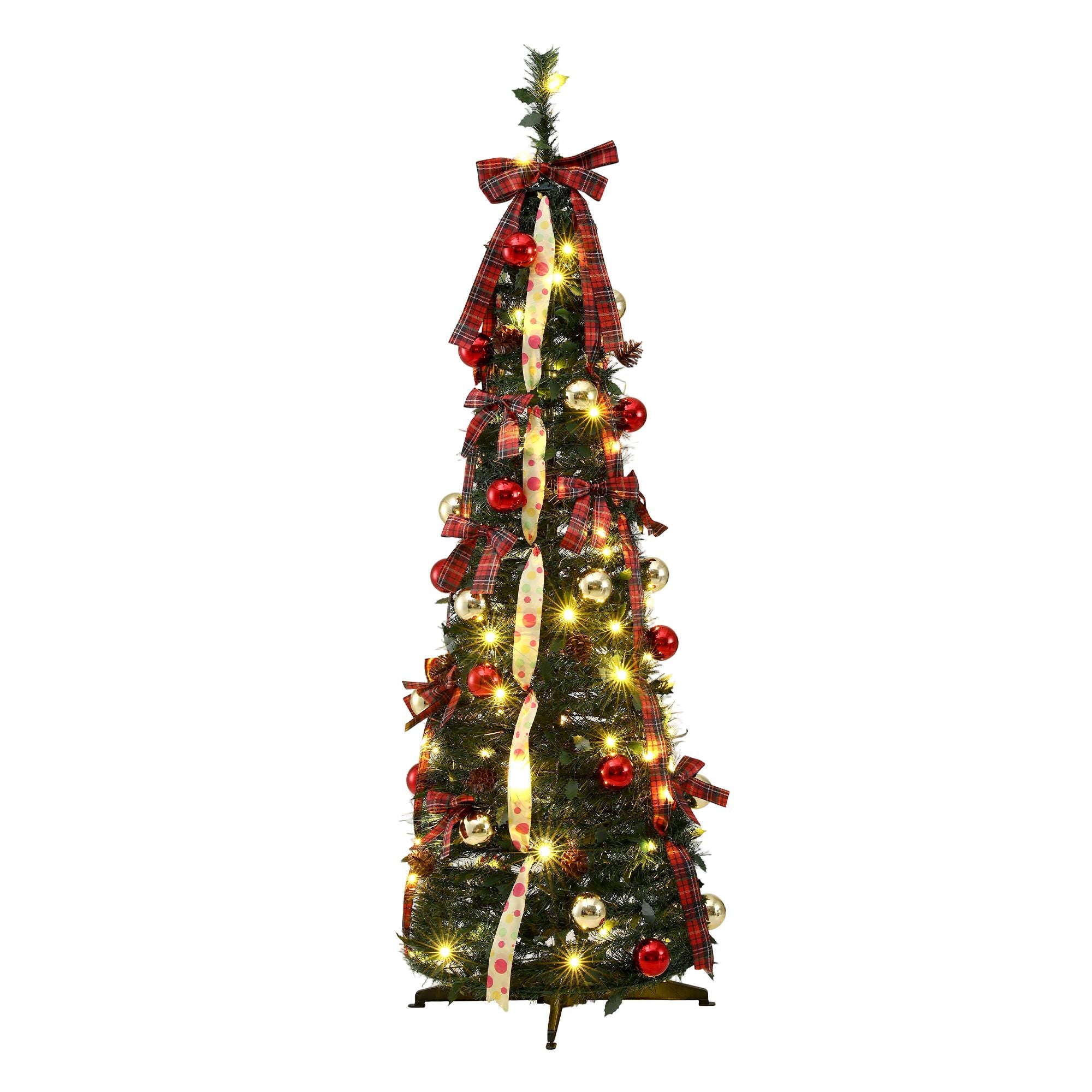 Pop Up Christmas Tree Pre Decorated Artificial Christmas Tree 160cm