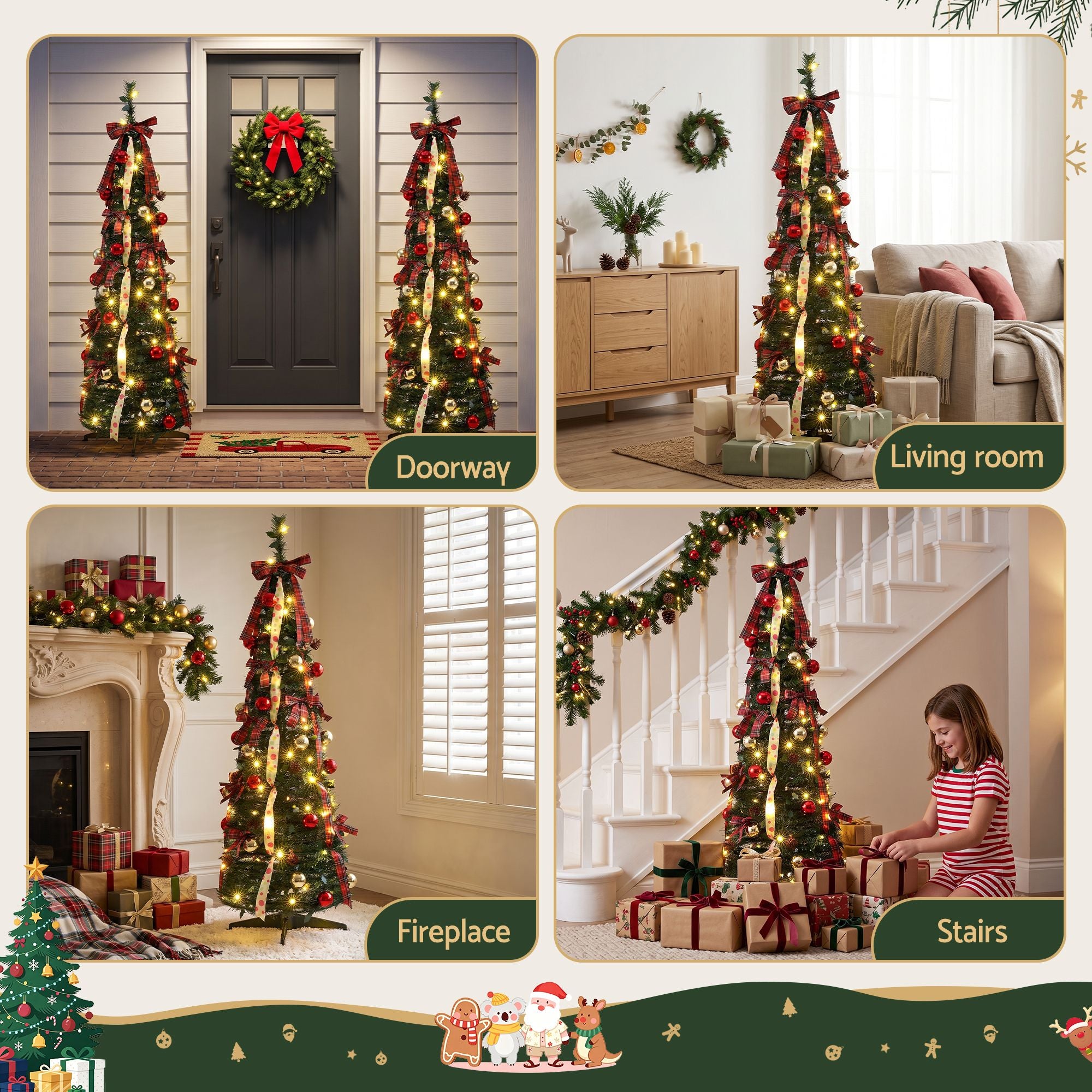 Pop Up Christmas Tree Pre Decorated Artificial Christmas Tree 160cm