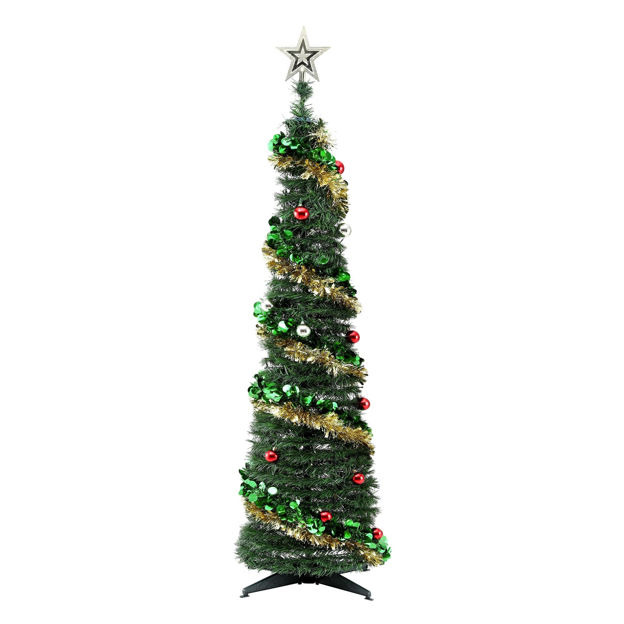 Pop Up Christmas Tree Pre Decorated Warm White LED 160cm