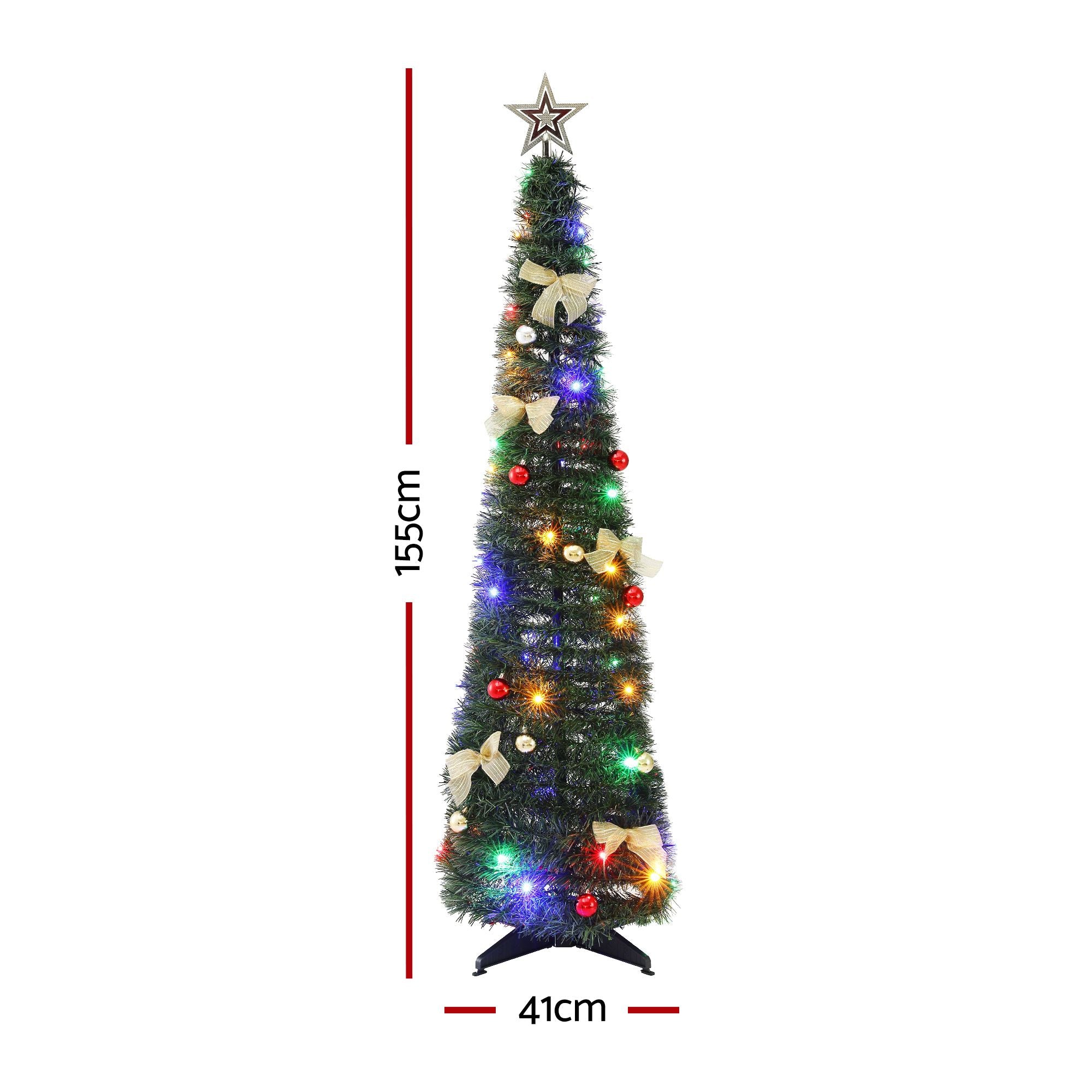Pop Up Christmas Tree Pre Decorated Multicolour LED 155cm