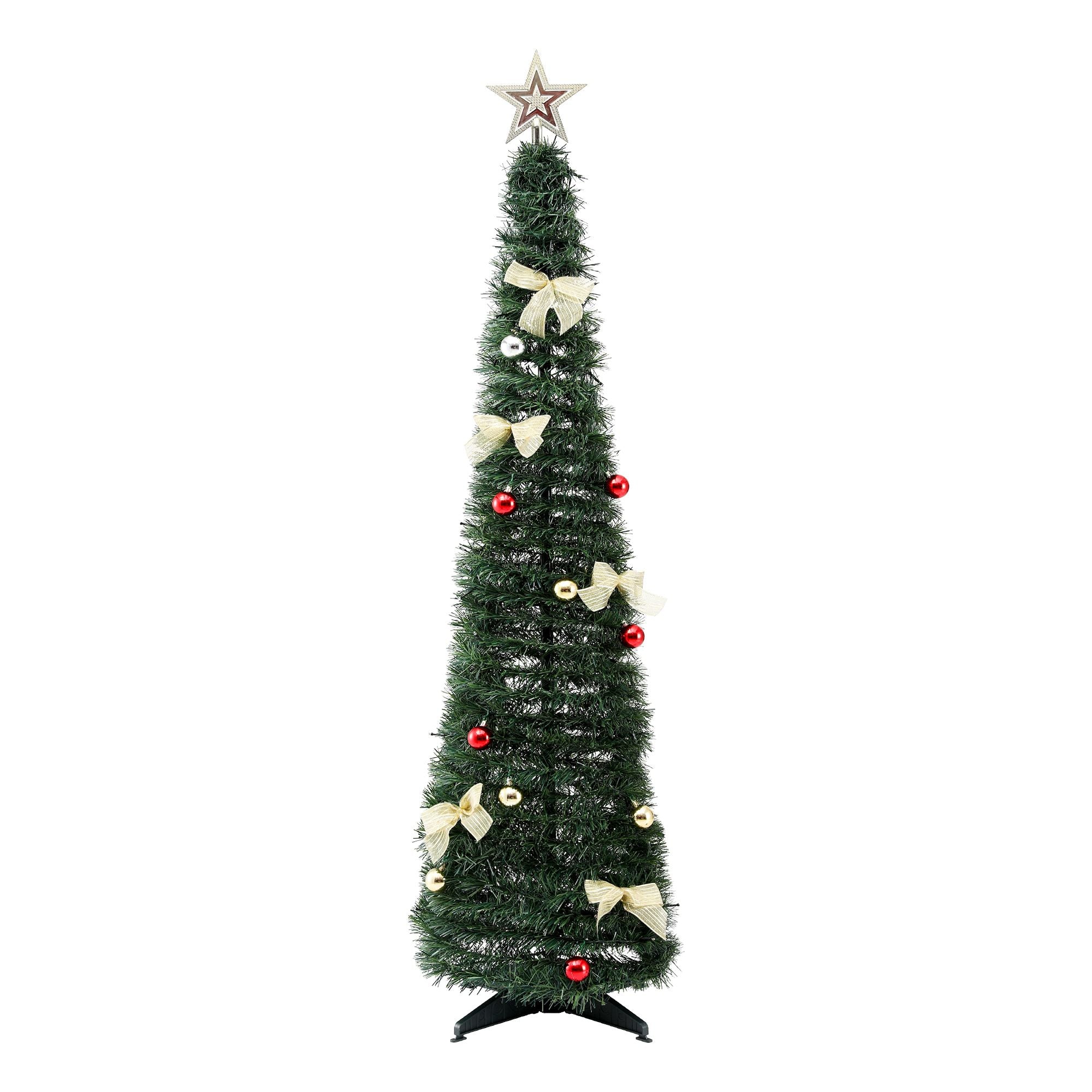 Pop Up Christmas Tree Pre Decorated Multicolour LED 155cm