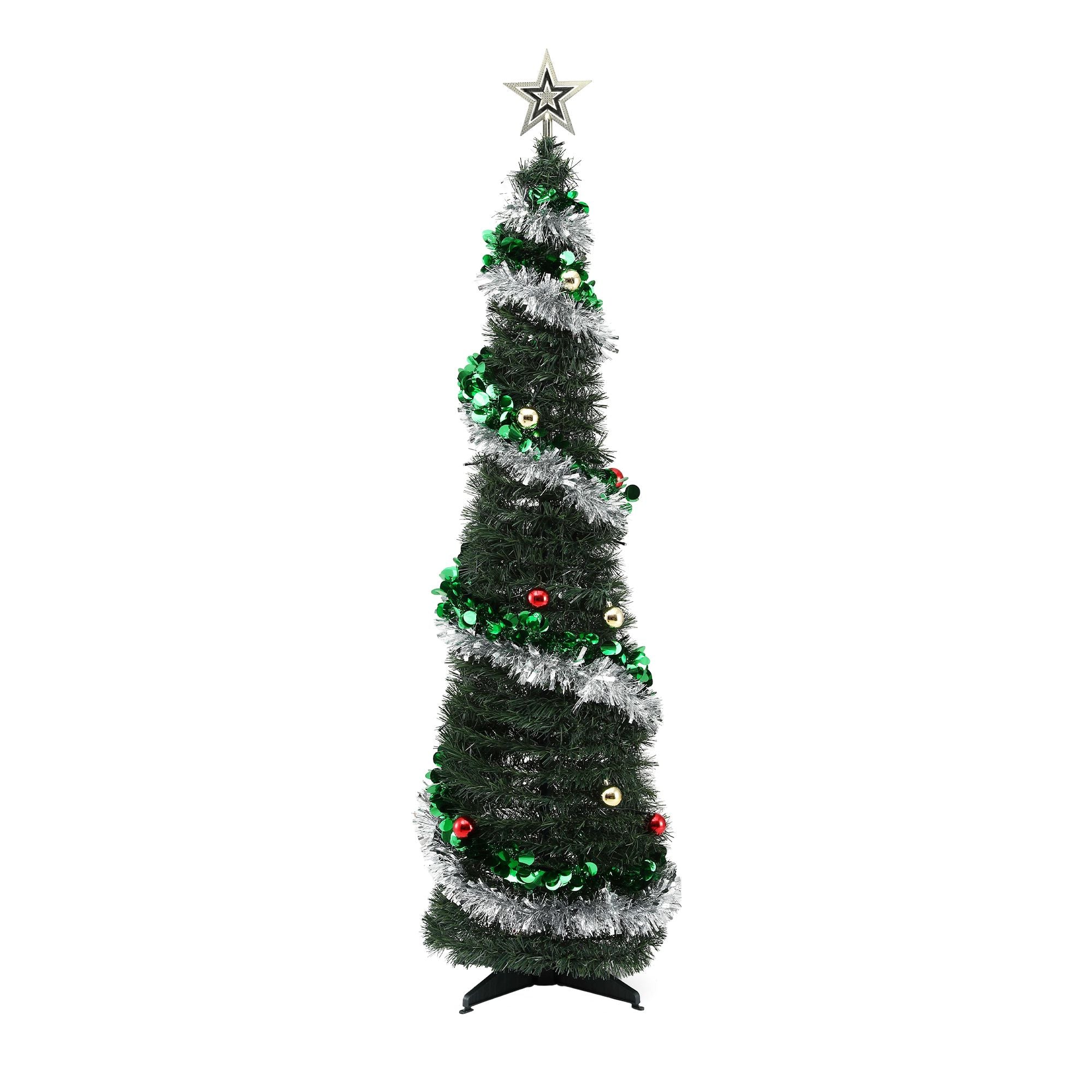 Pop Up Christmas Tree Pre Decorated Warm White LED 155cm